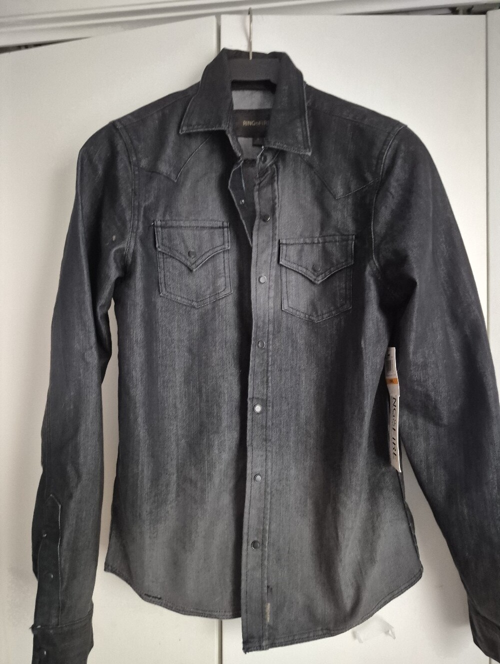 Ring of Fire Black Denim Western Shirt Jacket